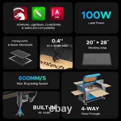 100W 20x28 CO2 LaserEngraver, with4 Way Pass Through Air Assist Water Pump Used
