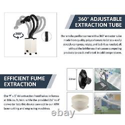 130W Fume Extractor 2 Intake 3 Filter Air Purifier for Laser Cutter CNC Machine