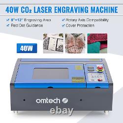 40W CO2 Desktop Laser Engraver 8x12 Engraving Machine w Red Dot Pointer Wheels