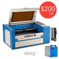 50W 20x12 CO2 Laser Engraver Cutter and CW-3000 Water Chiller & Rotary Axis