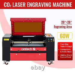 60W CO2 Laser Engraver Cutter Machine with 28x20 Inch Workbed and OMTech Control