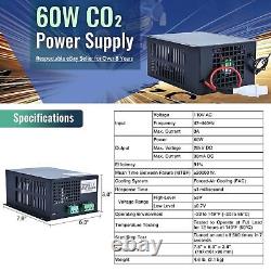 60W CO2 Laser Power Supply w LCD Display 110V Input for CO2 Engravers Cutters