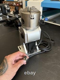 80mm Rotary 3 Jaw Axis Attachment for Fiber Laser Engraver. Omtech