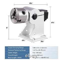 80mm Rotary 3 Jaw Axis Attachment for Fiber Laser Engraver. Omtech