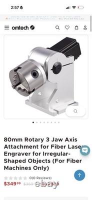 80mm Rotary 3 Jaw Axis Attachment for Fiber Laser Engraver. Omtech