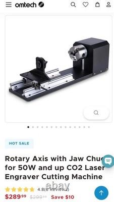 80mm Rotary 3 Jaw Axis Attachment for Fiber Laser Engraver. Omtech genuine