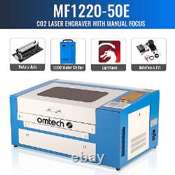 OMTech 12x20 50W CO2 Laser Engraver Cutter Marker with Extreme Accessories A