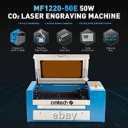 OMTech 12x20 50W CO2 Laser Engraver Cutting Machine with Rotary Axis