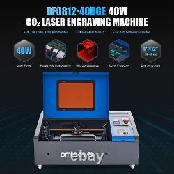 OMTech 12x8 40W CO2 Laser Engraver LCD Panel with K40 Rotary Axis Attachment