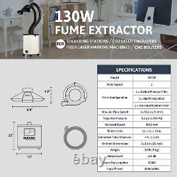 OMTech 130W 2 Intake Fume Extractor 3 Filter Air Purifier for Laser Engravers