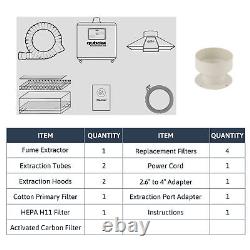 OMTech 130W 2 Intake Fume Extractor 3 Filter Air Purifier for Laser Engravers