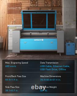 OMTech 130W CO2 Laser Cutter Engraver 2 Tubes 35x50 with CW-5202 Water Chiller