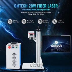 OMTech 20W Fiber Laser Engraver Desktop Laser Marking Machine 110x110mm Workbed