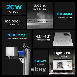 OMTech 20W Fiber Laser Engraving Marking Machine for Steel Metal 4.3x4.3 Bed
