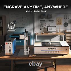 OMTech 20W Fiber Laser Engraving Marking Machine for Steel Metal 4.3x4.3 Bed