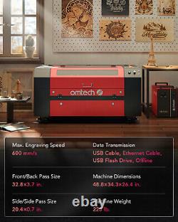 OMTech 20x28 in. 60W CO2 Laser Engraver Cutter with Premium Accessories Combo