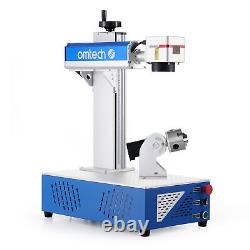 OMTech 30W Fiber Laser Marking Machine 6.9x 6.9 Metal Engraver with Rotary Axis