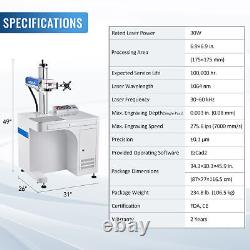 OMTech 30W Fiber Laser Marking Machine Metal Marker 6.9 x6.9 wIth Rotary Axis