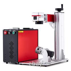 OMTech 30W JPT MOPA 7x7 Fiber Laser Marking Engraving Machine with Rotary Axis