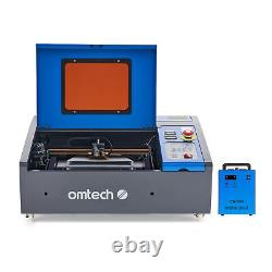 OMTech 40W 8x12 CO2 Laser Engraving Machine LCD Panel with CW-3000 Water Chiller