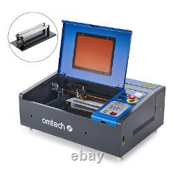 OMTech 40W CO2 Laser Engraving Machine LCD Control Panel 8x12 in with Rotary Axis