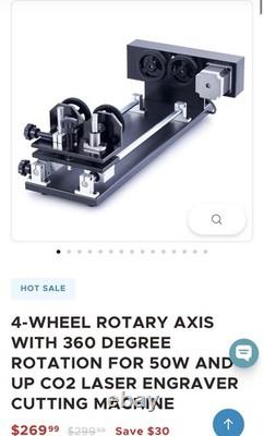 OMTech 4-WHEEL ROTARY AXIS WITH 360 DEGREE ROTATION FOR 50W AND UP CO2 LASER