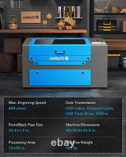 OMTech 50W 12x20 CO2 Laser Cutter Engraver with Premium Accessories B