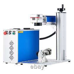 OMTech 50W 7.9 x7.9 in Fiber Laser Marking Engraving Machine with Rotary Axis