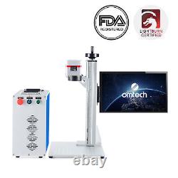OMTech 50W 7.9x7.9 Fiber Laser Marking Metal Marker Engraver with Rotary Axis