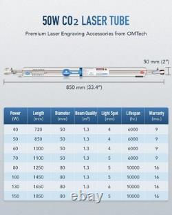 OMTech 50W CO2 Laser Tube for Laser Engraver & Cutter Machine, 850mm 50mm Dia