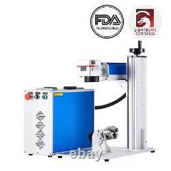 OMTech 50W Fiber Laser Marking Machine 7.9x7.9 Laser Engraver with Rotary Axis