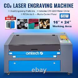 OMTech 60W 16x24 CO2 Laser engraver Cutter Marker with CW-5200 Water Chiller