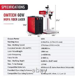 OMTech 60W JPT MOPA 7x7 Fiber Laser Marking Engraving Machine with Rotary Axis