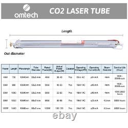 OMTech 80W EFR CO2 Laser Tube 1250mm for 50W CO2 Laser Engraver Cutting Machine