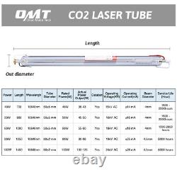 OMTech 80W EFR CO2 Laser Tube 1250mm for 50W CO2 Laser Engraver Cutting Machine