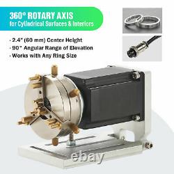 OMTech 80mm Jewelry Marking Tool 360 Rotary Axis for Fiber Laser Marker Engraver