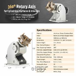 OMTech 80mm Rotary Attachment for Laser Marking Machines 80deg 360 Rotary Axis