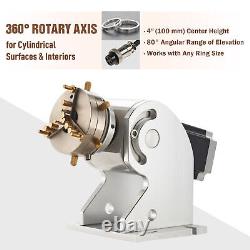 OMTech 80mm Rotary Axis Attachment 80deg 360 Metal Laser Marking Machine Add-on