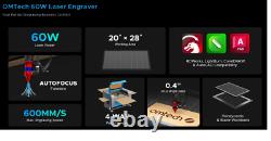 OMTech AF2028-60 60W CO2 Laser Engraver Cutting Machine Autofocus with 20x28 Bed