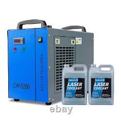 OMTech CW5200 Industrial Water Chiller with 2 Pack CO2 Laser Antifreeze Coolant