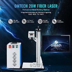 OMTech Desktop 20W Fiber Laser Engraver Metal Etching Machine 4.3x4.3 Workbed