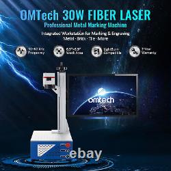 OMTech FM6969-30D 30W Fiber Laser Marker Engraver 6.9x6.9 Bed with Rotary Axis