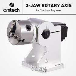 OMTech Jewelry Marking Tool 80mm 3 Jaw Chuck 360 Rotary Axis for Laser Engraving