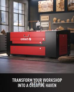 OMTech MF1220-50 50W CO2 Laser Engraver Cutter with Chiller 4-Wheel Rotary Axis