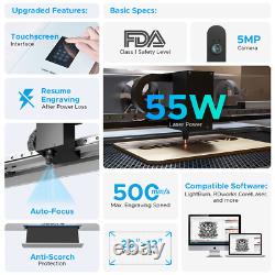 OMTech Polar 55W Desktop Laser Engraver 12x20in Workbed Autofocus 2 Rotary Axes