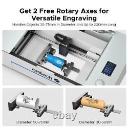 OMTech Polar 55W Desktop Laser Engraver 12x20in Workbed Autofocus 2 Rotary Axes