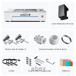 OMTech Polar 55W Desktop Laser Engraver 12x20in Workbed Autofocus 2 Rotary Axes
