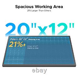 OMTech Polar 55W Desktop Laser Engraver 12x20in Workbed Autofocus 2 Rotary Axes