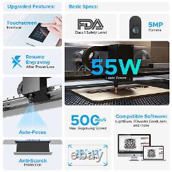 OMTech Polar 55W Desktop Laser Engraver 12x20in Workbed Autofocus w. Rotary Axes