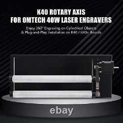 OMTech Rotary Axis Attachment for K40 40W CO2 Laser Engravers with 2 Rollers
